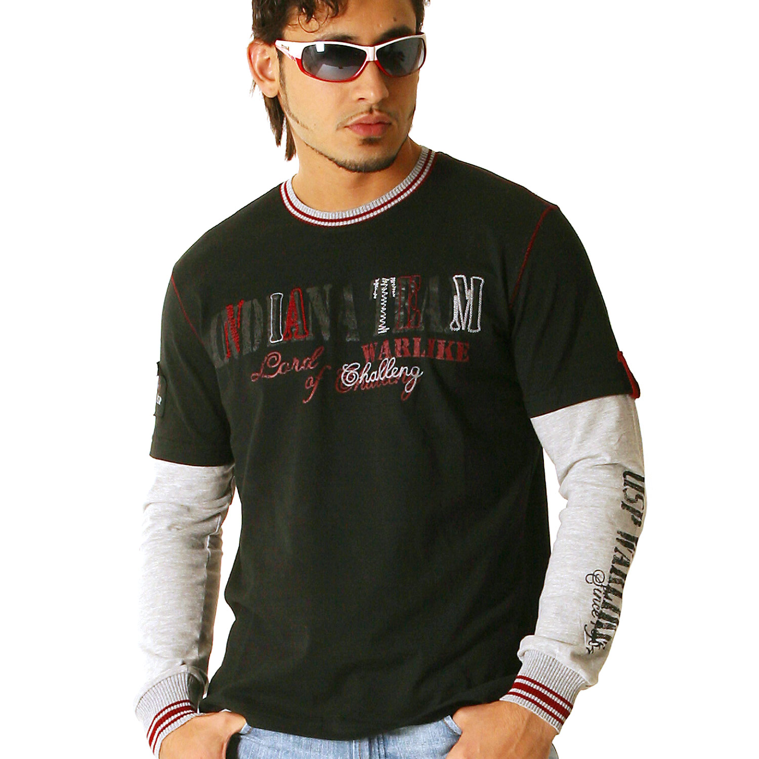 2in1 Longshirt  schwarz/natur U-STOP  1039-3 auf oboy.de